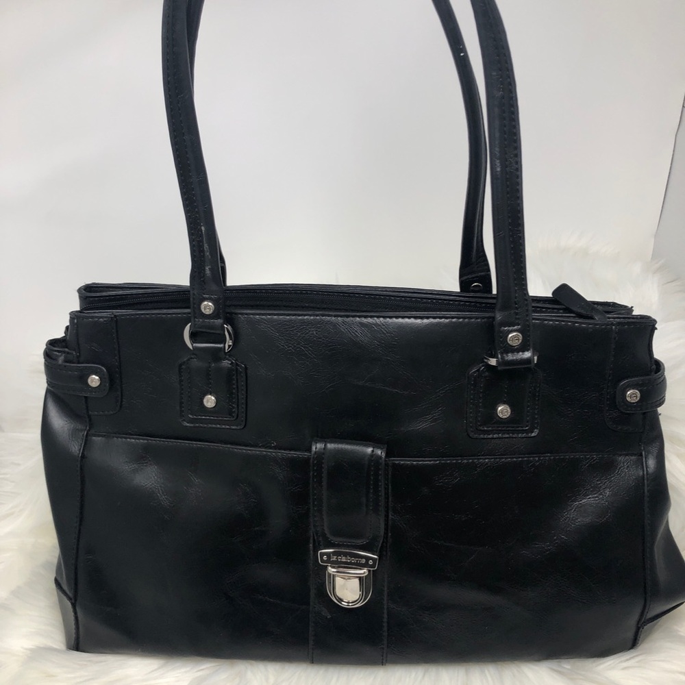 👜 Liz Claiborne Black Briefcase! Long w/ Pockets!